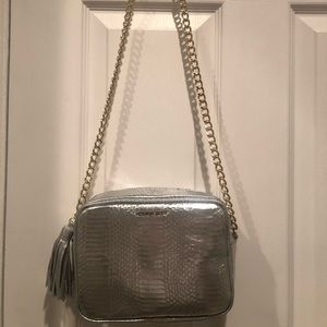 Victorias Secret Silver Crossbody Bag w Gold Chain